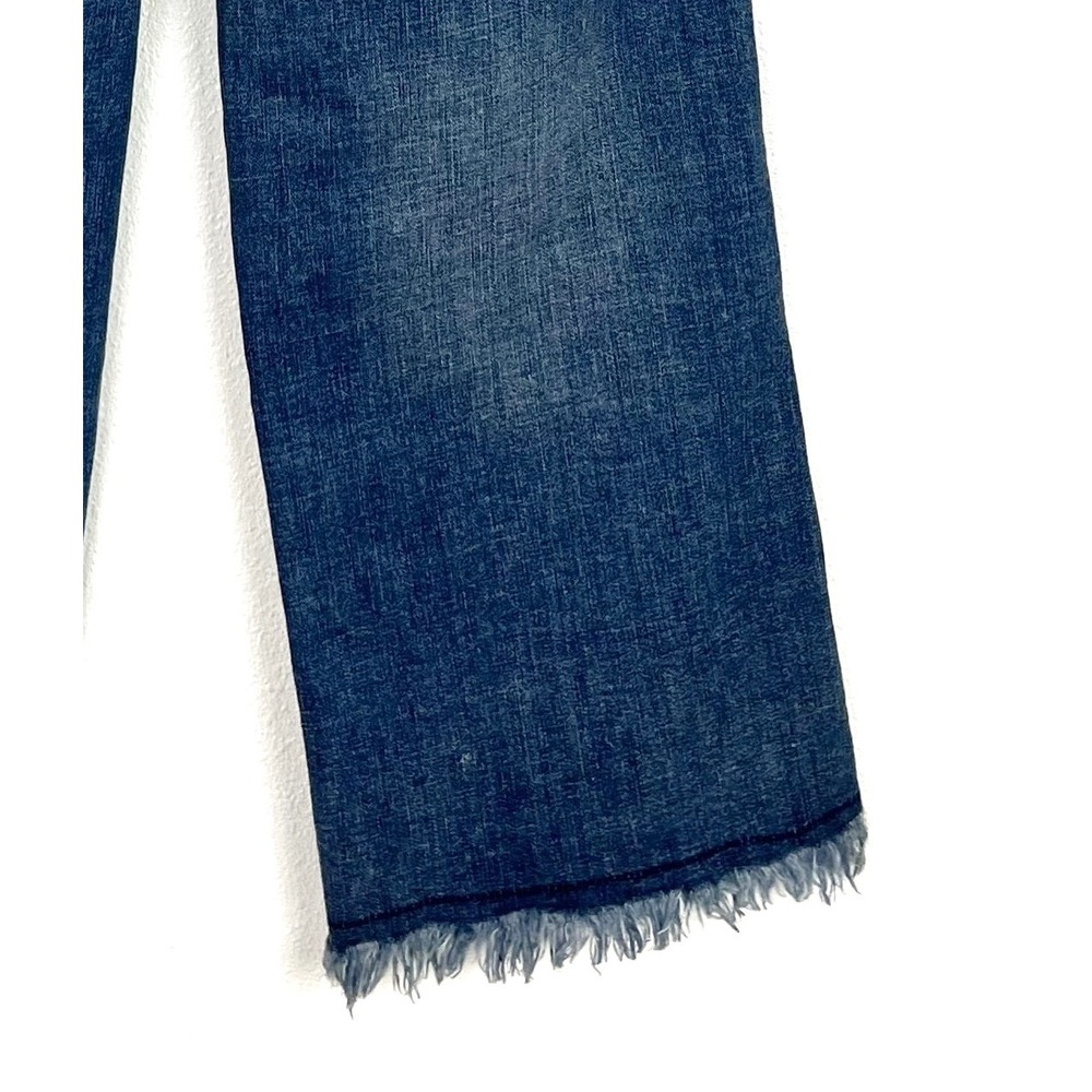 INC Denim Sculpting Fit Wide Leg Jeans Medium Wash Frayed Hem 0/25 Distressed - Picture 5 of 8